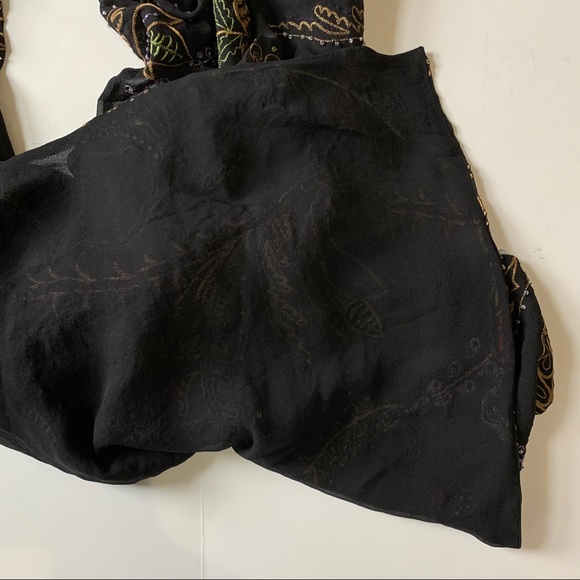 Fiori Di Zucca Silk Beaded Embroidered Black Scarf - Picture 5 of 7